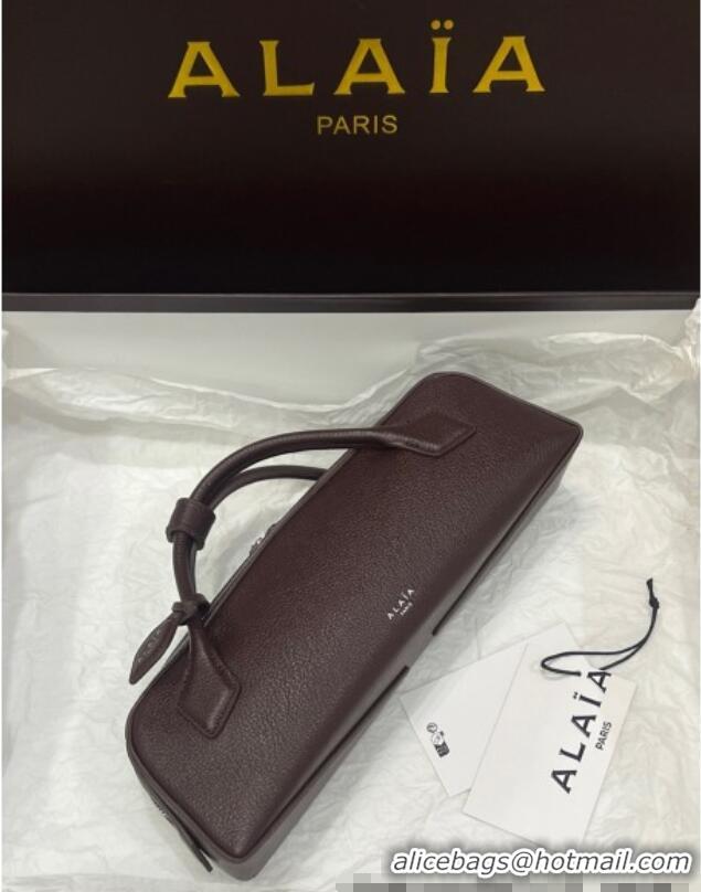 Reasonable Price Alaia Le Tecket Long Clutch bag in Grained Leather 68169 Dark Brown 2025
