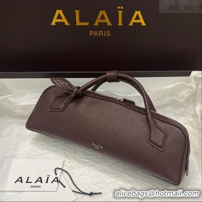 Reasonable Price Alaia Le Tecket Long Clutch bag in Grained Leather 68169 Dark Brown 2025