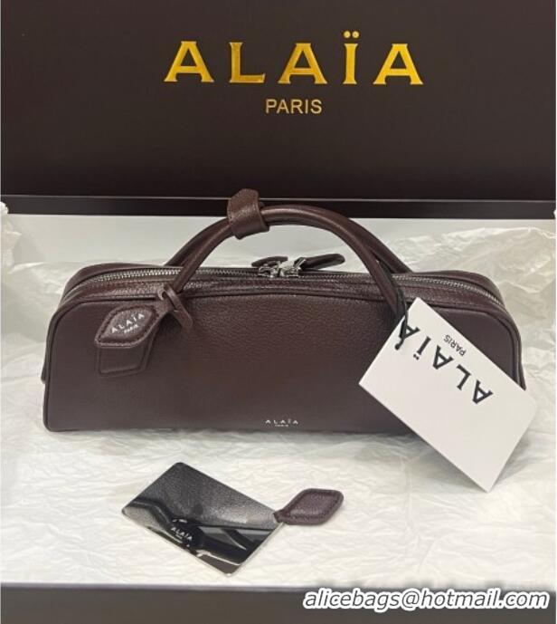 Reasonable Price Alaia Le Tecket Long Clutch bag in Grained Leather 68169 Dark Brown 2025