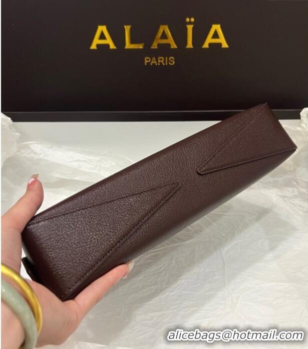 Reasonable Price Alaia Le Tecket Long Clutch bag in Grained Leather 68169 Dark Brown 2025