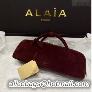Unique Grade Alaia Le Tecket Long Clutch bag in Suede 68170 Burgundy 2025