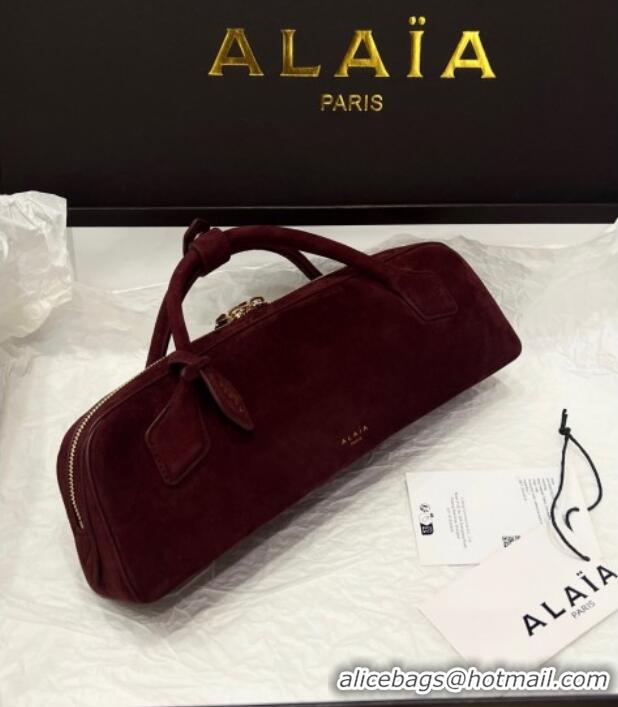 Unique Grade Alaia Le Tecket Long Clutch bag in Suede 68170 Burgundy 2025