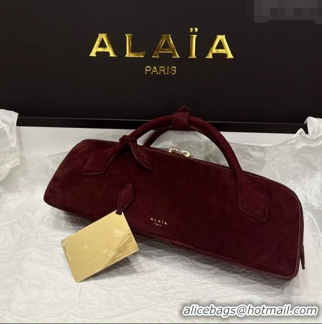 Unique Grade Alaia Le Tecket Long Clutch bag in Suede 68170 Burgundy 2025