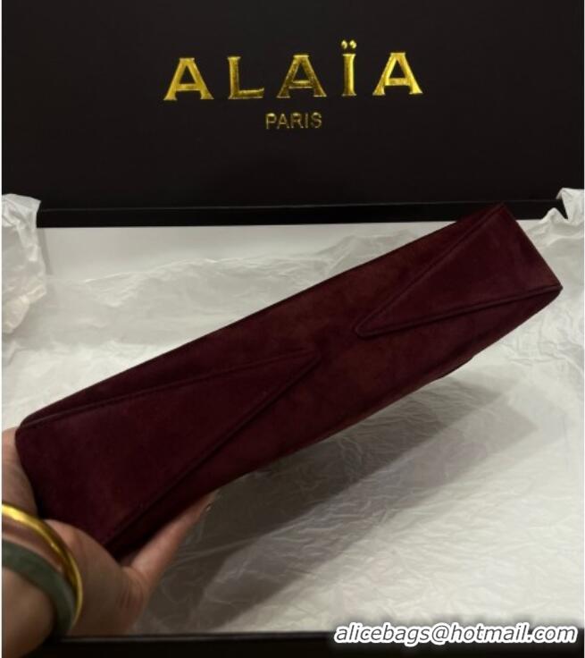 Unique Grade Alaia Le Tecket Long Clutch bag in Suede 68170 Burgundy 2025