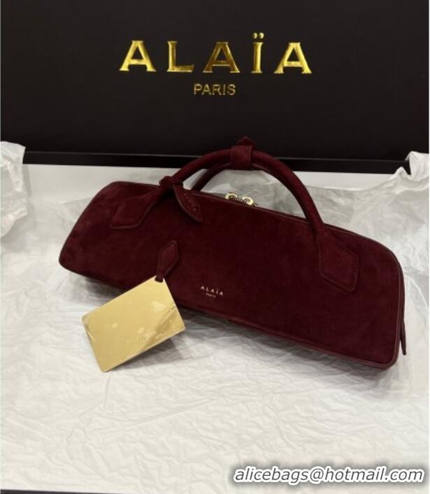 Unique Grade Alaia Le Tecket Long Clutch bag in Suede 68170 Burgundy 2025