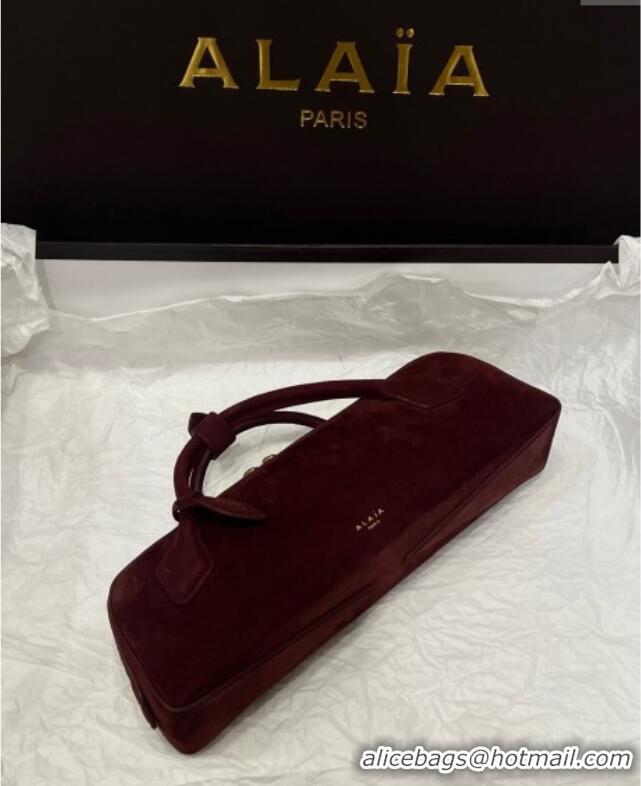 Unique Grade Alaia Le Tecket Long Clutch bag in Suede 68170 Burgundy 2025