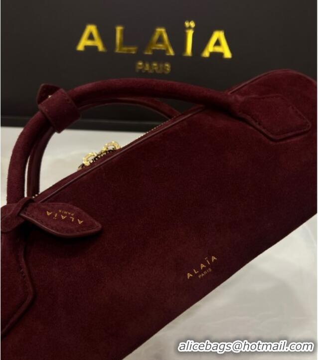 Unique Grade Alaia Le Tecket Long Clutch bag in Suede 68170 Burgundy 2025