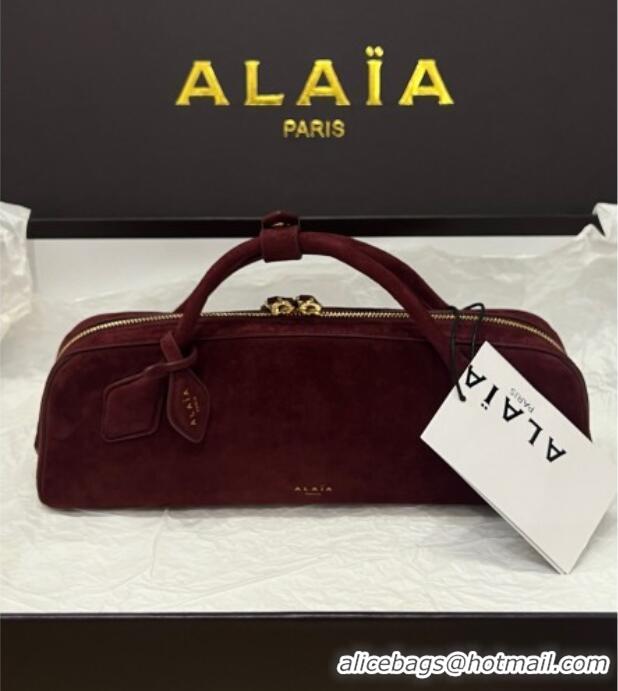 Unique Grade Alaia Le Tecket Long Clutch bag in Suede 68170 Burgundy 2025