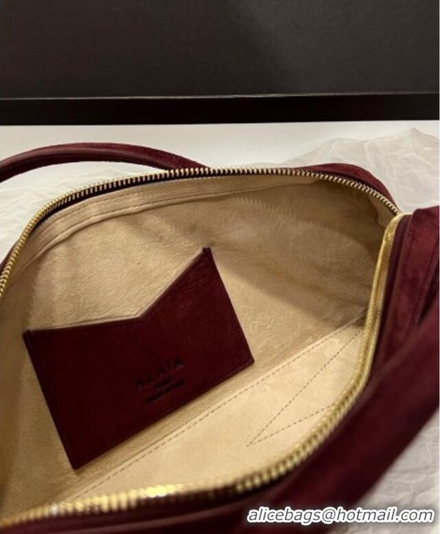 Unique Grade Alaia Le Tecket Long Clutch bag in Suede 68170 Burgundy 2025
