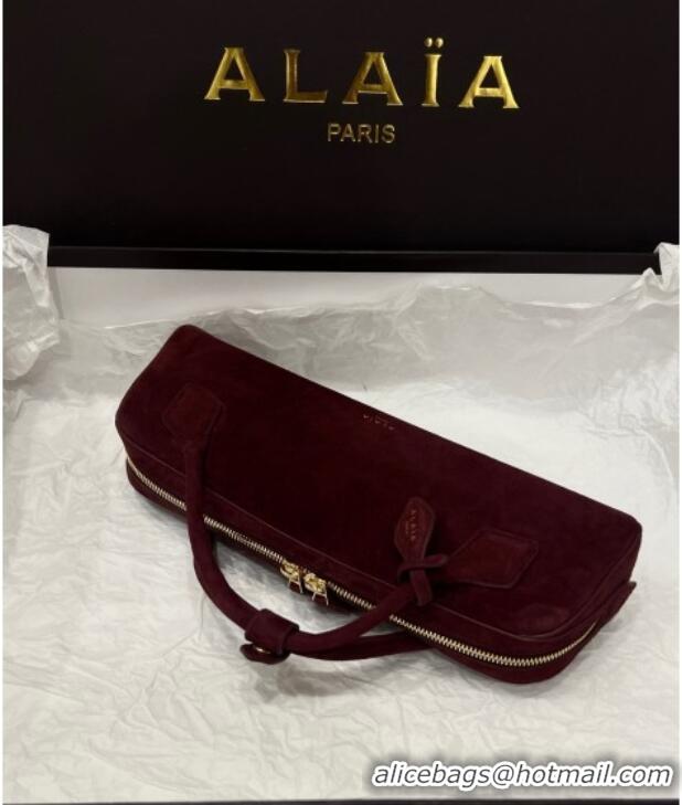 Unique Grade Alaia Le Tecket Long Clutch bag in Suede 68170 Burgundy 2025