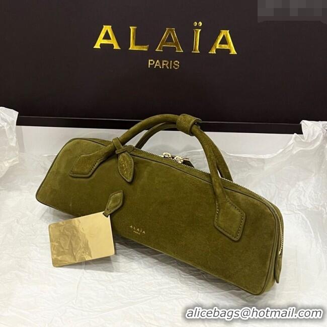 Famous Brand Alaia Le Tecket Long Clutch bag in Suede 68170 Green 2025