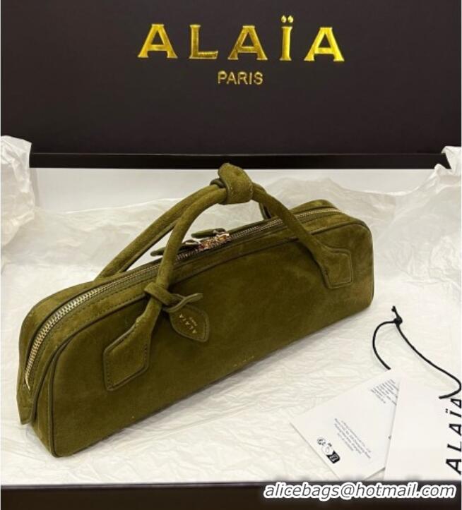 Famous Brand Alaia Le Tecket Long Clutch bag in Suede 68170 Green 2025