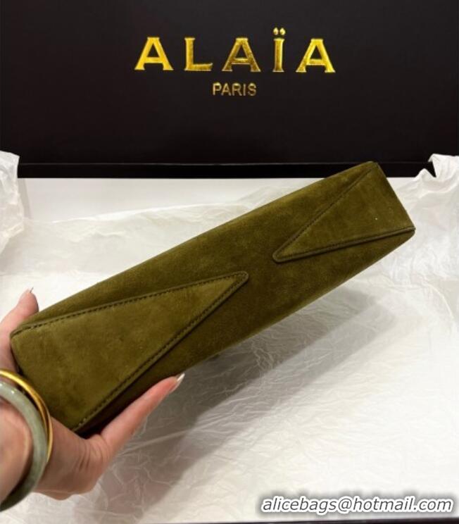 Famous Brand Alaia Le Tecket Long Clutch bag in Suede 68170 Green 2025