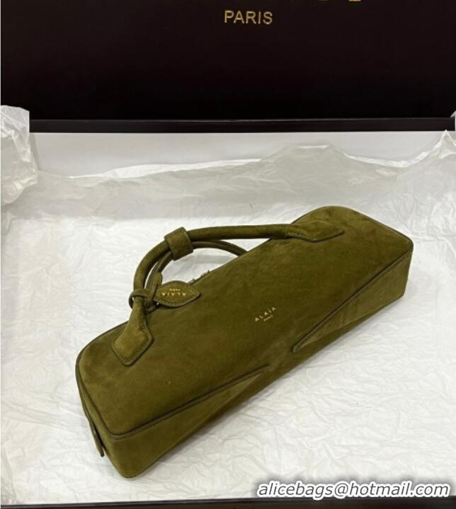 Famous Brand Alaia Le Tecket Long Clutch bag in Suede 68170 Green 2025