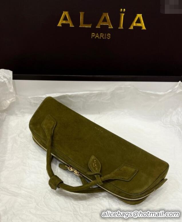 Famous Brand Alaia Le Tecket Long Clutch bag in Suede 68170 Green 2025