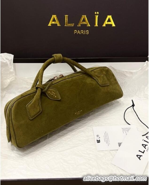 Famous Brand Alaia Le Tecket Long Clutch bag in Suede 68170 Green 2025