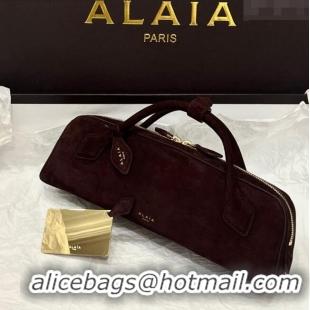 Market Sells Alaia Le Tecket Long Clutch bag in Suede 68170 Dark Brown 2025