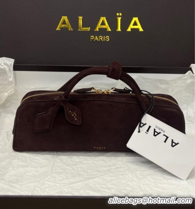 Market Sells Alaia Le Tecket Long Clutch bag in Suede 68170 Dark Brown 2025