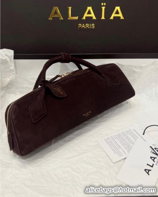Market Sells Alaia Le Tecket Long Clutch bag in Suede 68170 Dark Brown 2025