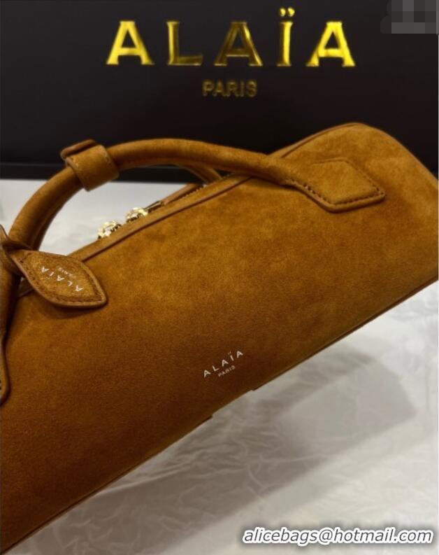 Best Grade Alaia Le Tecket Long Clutch bag in Suede 68170 Light Brown 2025