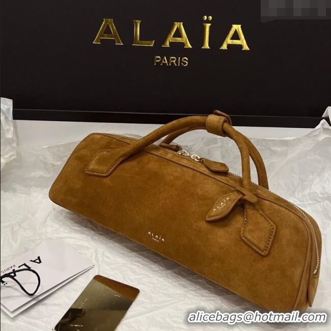 Best Grade Alaia Le Tecket Long Clutch bag in Suede 68170 Light Brown 2025