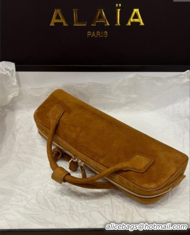 Best Grade Alaia Le Tecket Long Clutch bag in Suede 68170 Light Brown 2025