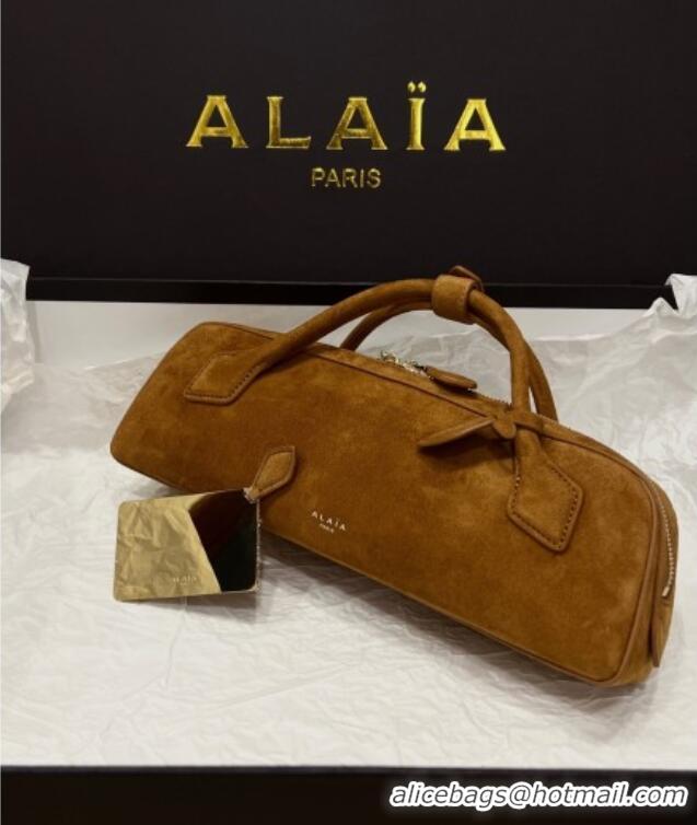 Best Grade Alaia Le Tecket Long Clutch bag in Suede 68170 Light Brown 2025