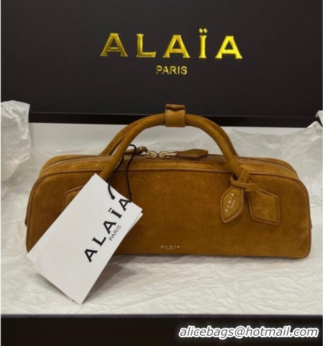 Best Grade Alaia Le Tecket Long Clutch bag in Suede 68170 Light Brown 2025