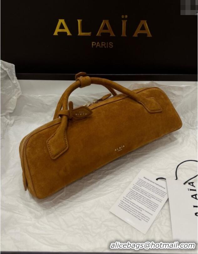 Best Grade Alaia Le Tecket Long Clutch bag in Suede 68170 Light Brown 2025