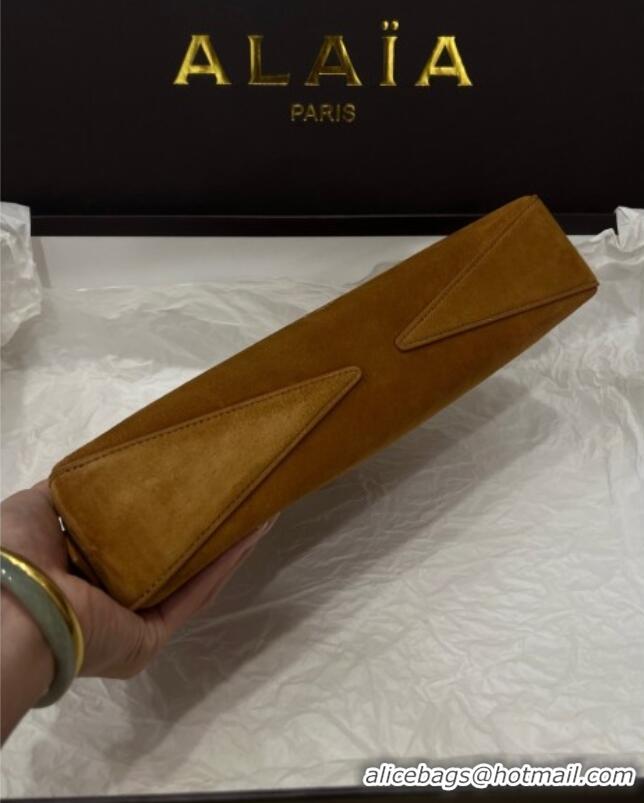 Best Grade Alaia Le Tecket Long Clutch bag in Suede 68170 Light Brown 2025