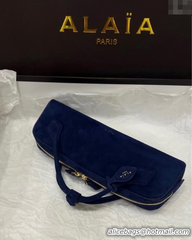 Promotional Alaia Le Tecket Long Clutch bag in Suede 68170 Dark Blue 2025