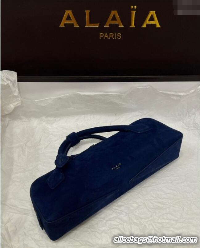 Promotional Alaia Le Tecket Long Clutch bag in Suede 68170 Dark Blue 2025