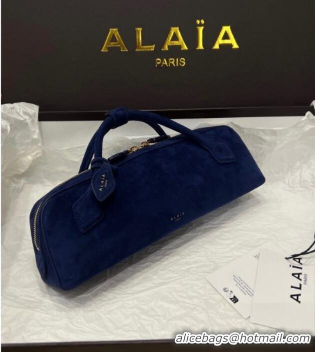 Promotional Alaia Le Tecket Long Clutch bag in Suede 68170 Dark Blue 2025