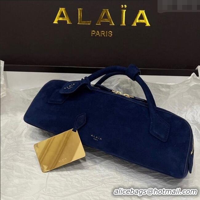 Promotional Alaia Le Tecket Long Clutch bag in Suede 68170 Dark Blue 2025