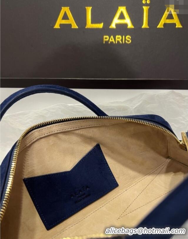 Promotional Alaia Le Tecket Long Clutch bag in Suede 68170 Dark Blue 2025