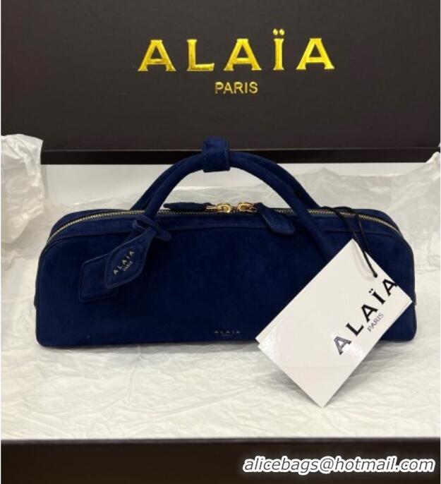 Promotional Alaia Le Tecket Long Clutch bag in Suede 68170 Dark Blue 2025