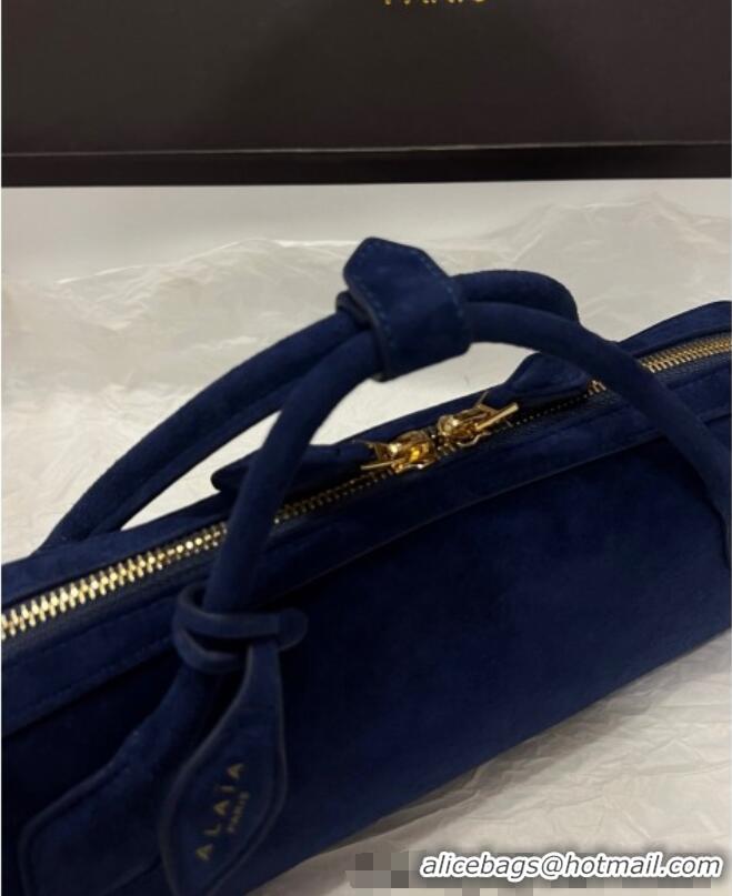 Promotional Alaia Le Tecket Long Clutch bag in Suede 68170 Dark Blue 2025
