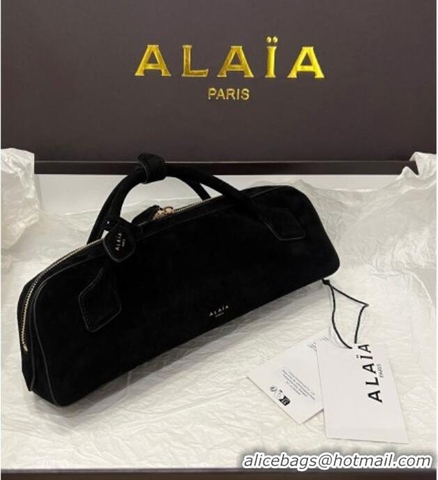 Top Quality Alaia Le Tecket Long Clutch bag in Suede 68170 Black 2025