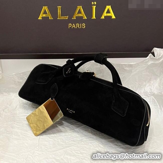 Top Quality Alaia Le Tecket Long Clutch bag in Suede 68170 Black 2025