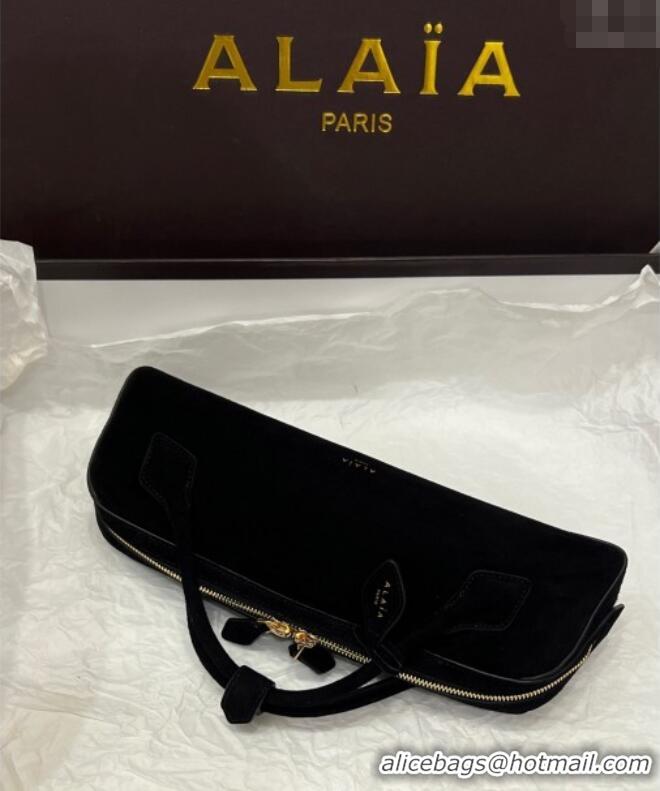 Top Quality Alaia Le Tecket Long Clutch bag in Suede 68170 Black 2025