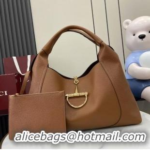 ​Best Grade Gucci Softbit Leather Maxi Top Handle Bag with Oversized Half Horsebit 837466 Brown 2025