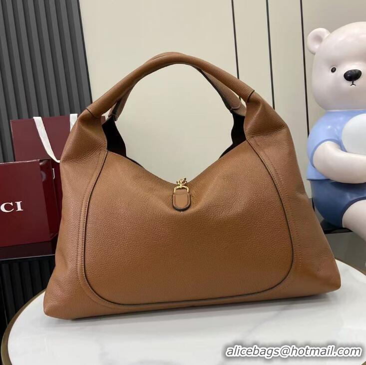​Best Grade Gucci Softbit Leather Maxi Top Handle Bag with Oversized Half Horsebit 837466 Brown 2025