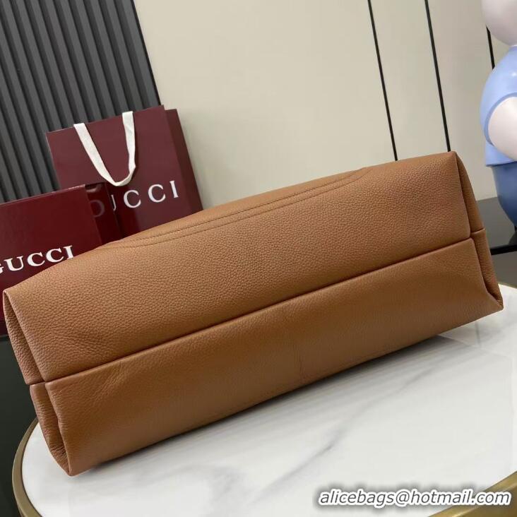 ​Best Grade Gucci Softbit Leather Maxi Top Handle Bag with Oversized Half Horsebit 837466 Brown 2025
