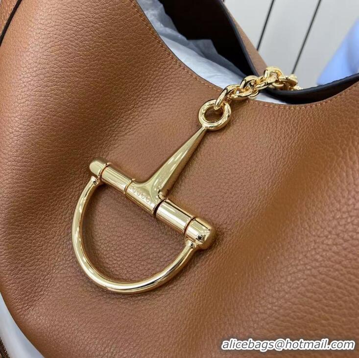 ​Best Grade Gucci Softbit Leather Maxi Top Handle Bag with Oversized Half Horsebit 837466 Brown 2025