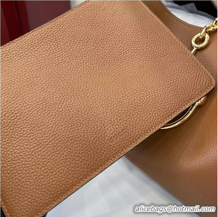 ​Best Grade Gucci Softbit Leather Maxi Top Handle Bag with Oversized Half Horsebit 837466 Brown 2025