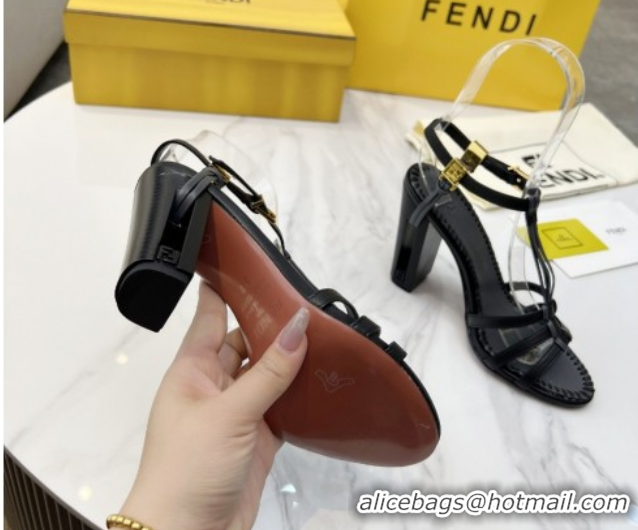 Sophisticated Fendi Delfina High Heel Sandals 10cm in Leather with T-bar Strap Green 0425130