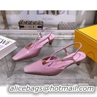 Most Popular Fendi FFold Slingbacks Heeled Sandals 5cm in Eel Emboosed Leather Light Purple 0425150