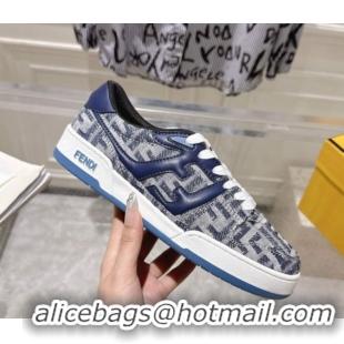 Luxurious Fendi Match Sneakers in FF Denim Blue/Grey 0426015