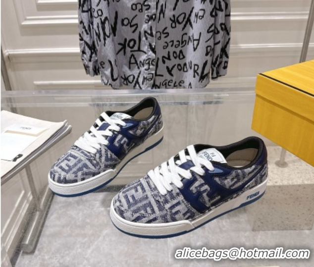 Luxurious Fendi Match Sneakers in FF Denim Blue/Grey 0426015