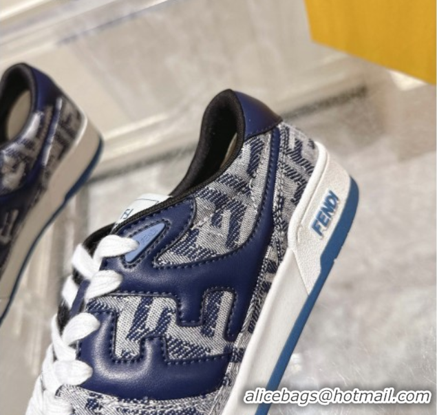 Luxurious Fendi Match Sneakers in FF Denim Blue/Grey 0426015